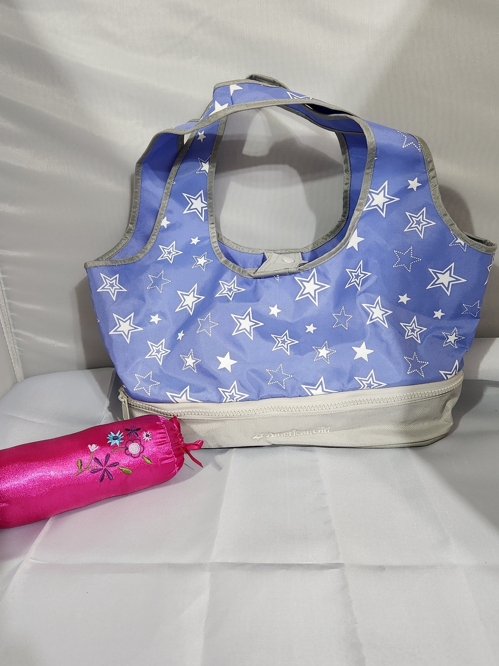 American Girl Lavender Star Tote with Cream Trim